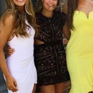 Black Lace Backless Dress